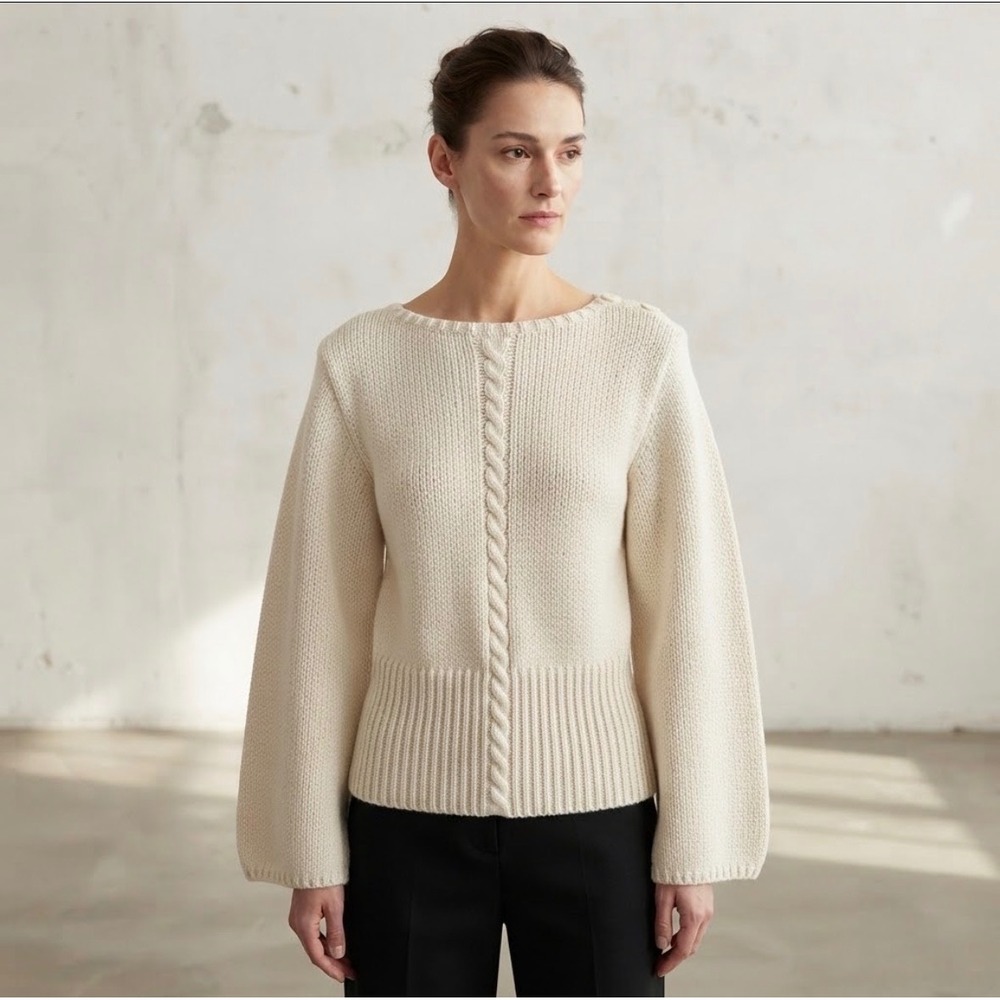 Jump In Knit Sweater Womens Fits XS Cream Dolman Sleeve Cable Vintage Hong Kong